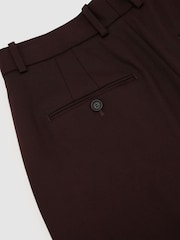 Reiss Dark Aubergine Leisel Tall Wool-Blend Wide-Leg Pleated Suit Trousers - Image 7 of 8