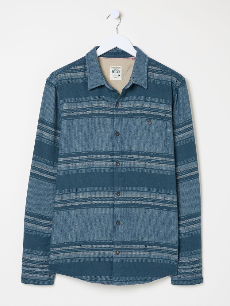 FatFace Trescow Blue Stripe Shirt - Image 7 of 7