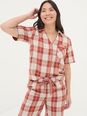 FatFace Red Check Pyjama Top - Image 1 of 5
