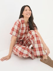 FatFace Red Check Pyjama Top - Image 3 of 5
