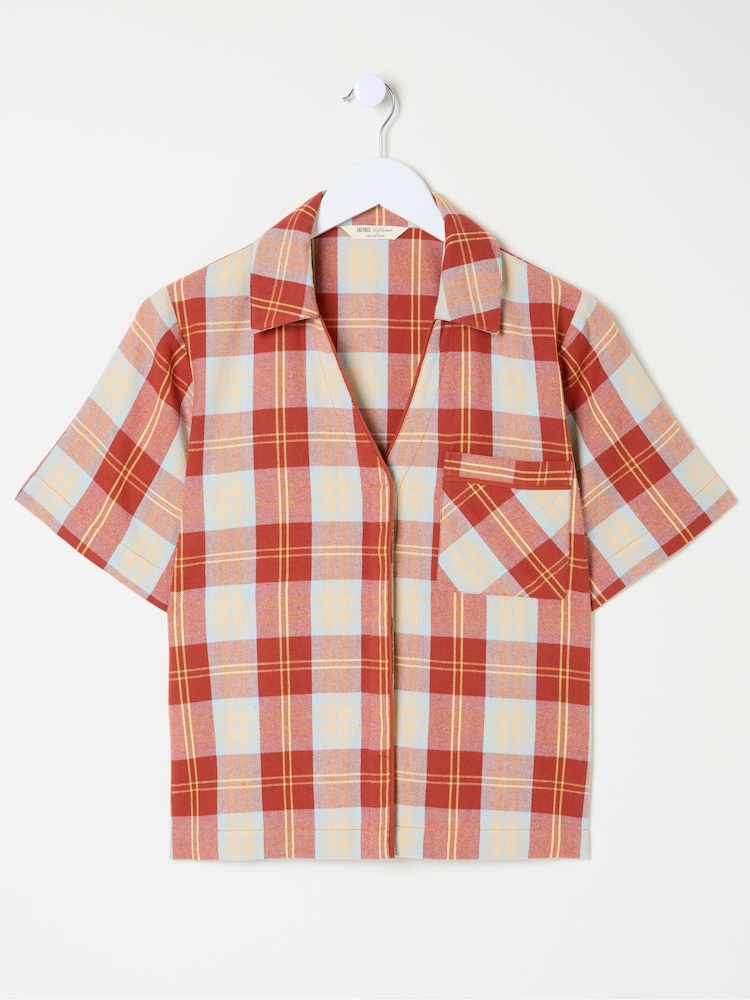 FatFace Red Check Pyjama Top - Image 5 of 5