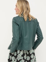 FatFace Bethany Green Quilted Biker Jacket - Image 2 of 5