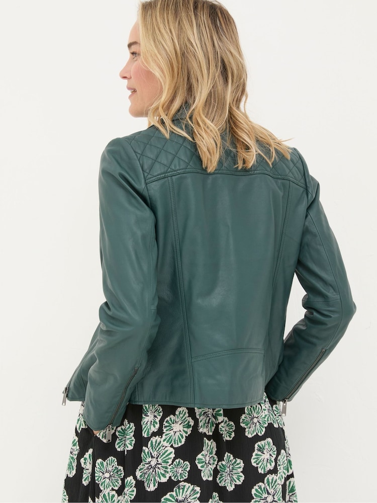 FatFace Bethany Green Quilted Biker Jacket - Image 2 of 5 FatFace Bethany Green Quilted Biker Jacket - Image 2 of 5
