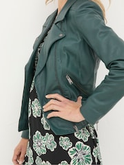 FatFace Bethany Green Quilted Biker Jacket - Image 4 of 5