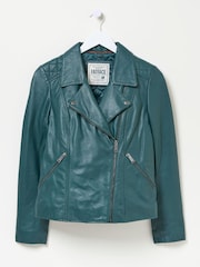 FatFace Bethany Green Quilted Biker Jacket - Image 5 of 5