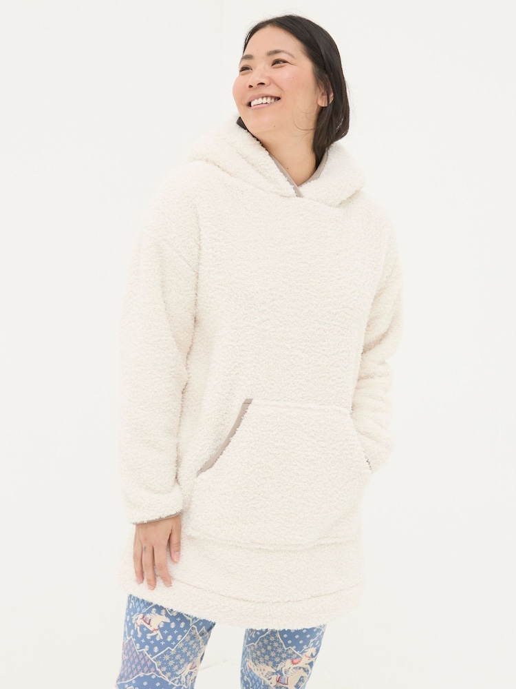 FatFace Snuggle Ivory Borg Hoodie - Image 1 of 5