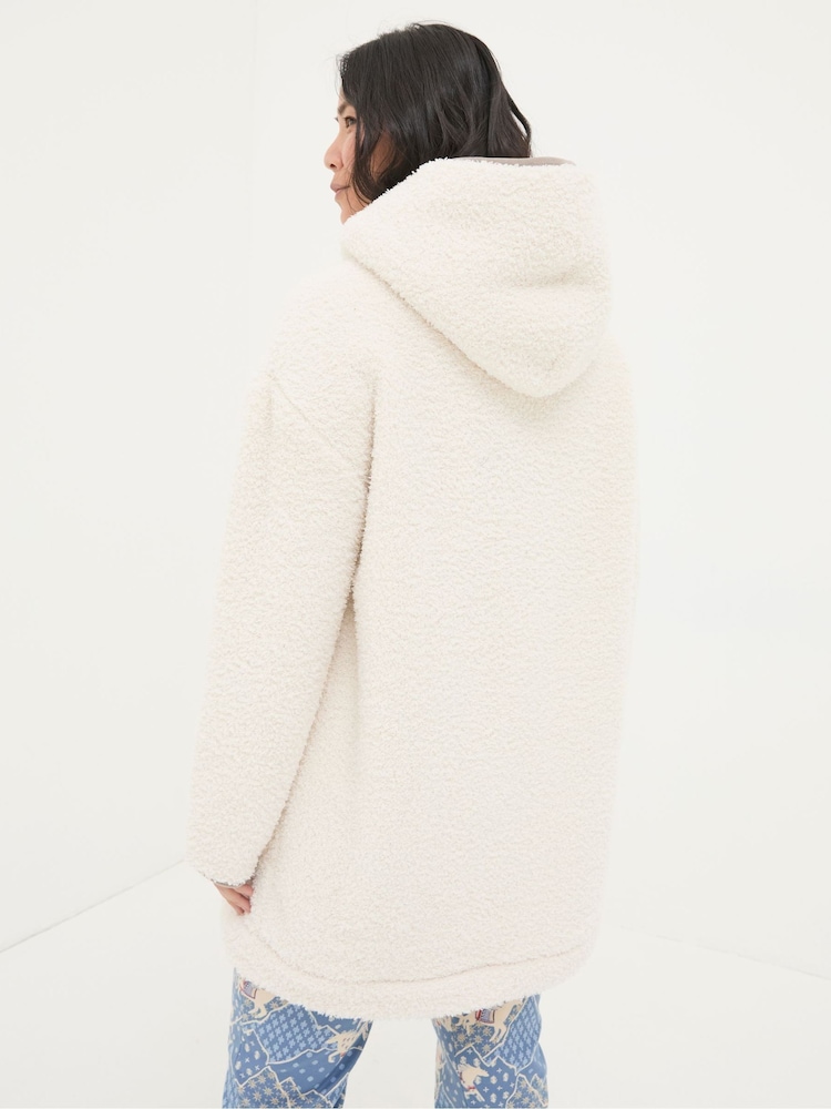 FatFace Snuggle Ivory Borg Hoodie - Image 2 of 5