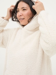 FatFace Snuggle Ivory Borg Hoodie - Image 4 of 5