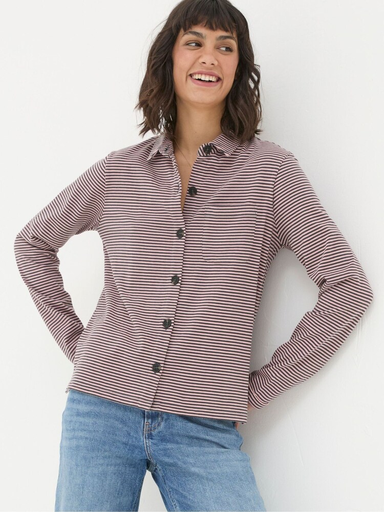 FatFace Jess Grey Striped Shirt - Image 1 of 6
