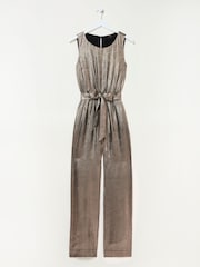 FatFace Gisele Gold Metallic Jumpsuit - Image 6 of 6