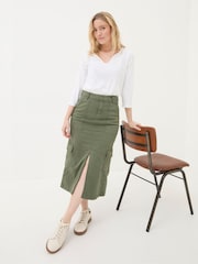 FatFace Lara Green Cargo Midi Skirt - Image 1 of 5