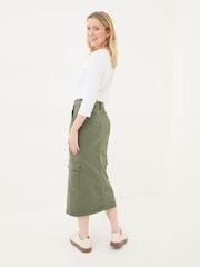 FatFace Lara Green Cargo Midi Skirt - Image 2 of 5