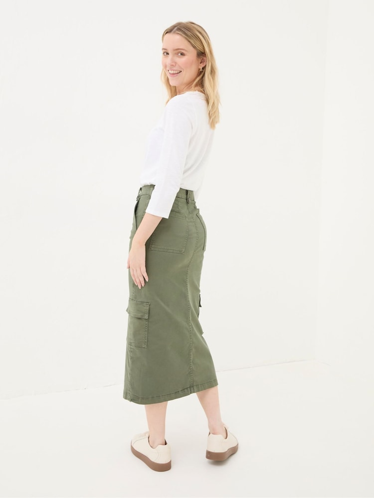 FatFace Lara Green Cargo Midi Skirt - Image 2 of 5
