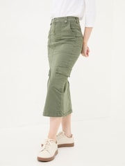FatFace Lara Green Cargo Midi Skirt - Image 3 of 5