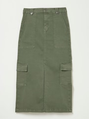 FatFace Lara Green Cargo Midi Skirt - Image 5 of 5