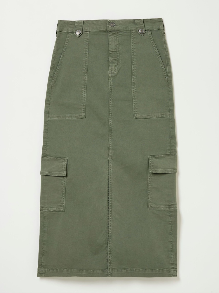 FatFace Lara Green Cargo Midi Skirt - Image 5 of 5