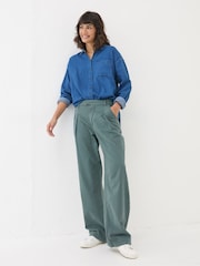 FatFace Saffron Blue Wide Leg Trousers - Image 1 of 5