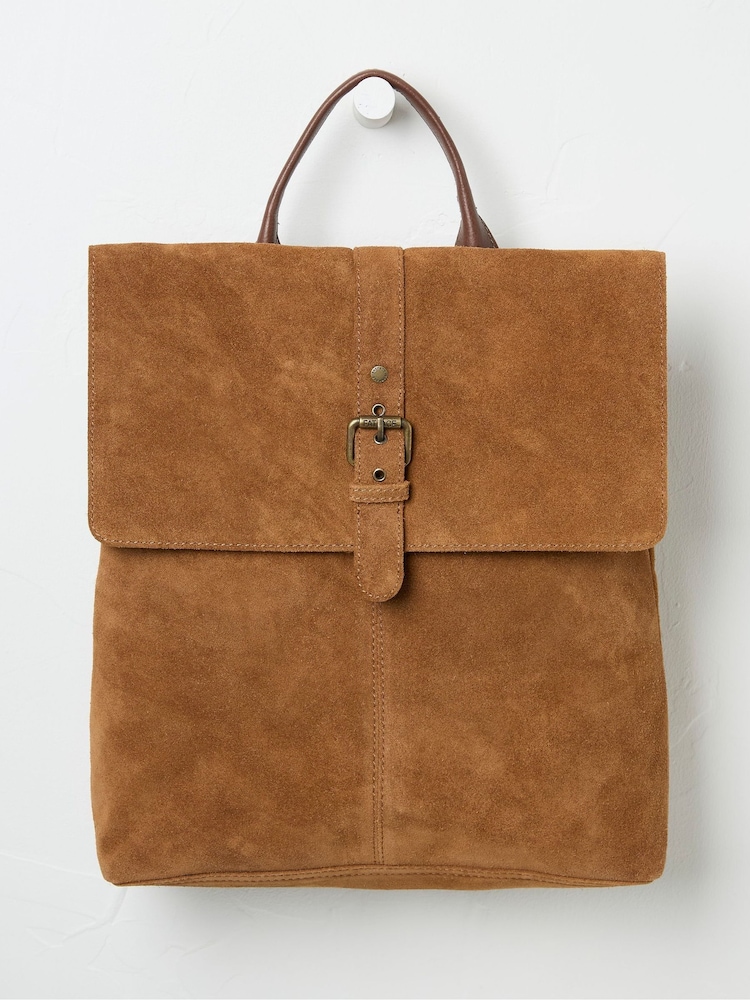 FatFace Rue Brown Suede Rucksack - Image 1 of 2