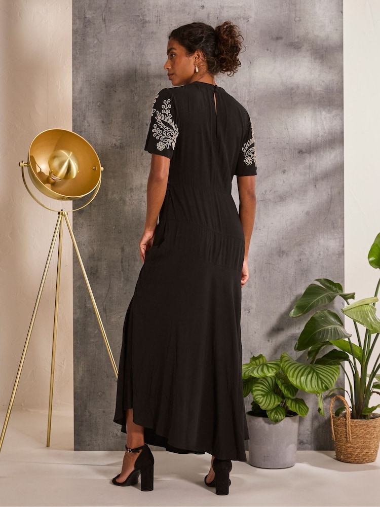 FatFace Margot Black Beaded Maxi Dress - Image 2 of 6