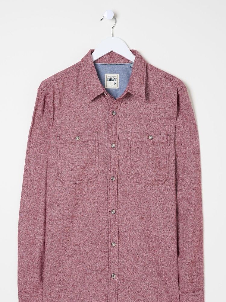 FatFace Red Long Sleeve Malton Shirt - Image 5 of 5