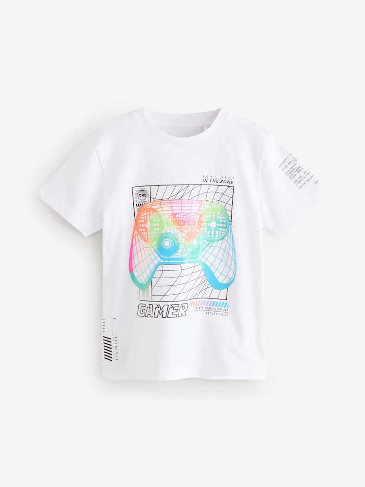 Noir/Blanc/Fluo Vert Gamer - Coupe classique Graphic Courts Manches  100T-shirt % coton 3 Lot de (3-16ans) - Image 3 of 7