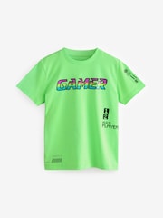 Black/White/Fluro Green Gamer Regular Fit Graphic Short Sleeve 100% Cotton T-Shirts 3 Pack (3-16yrs) - Image 4 of 7