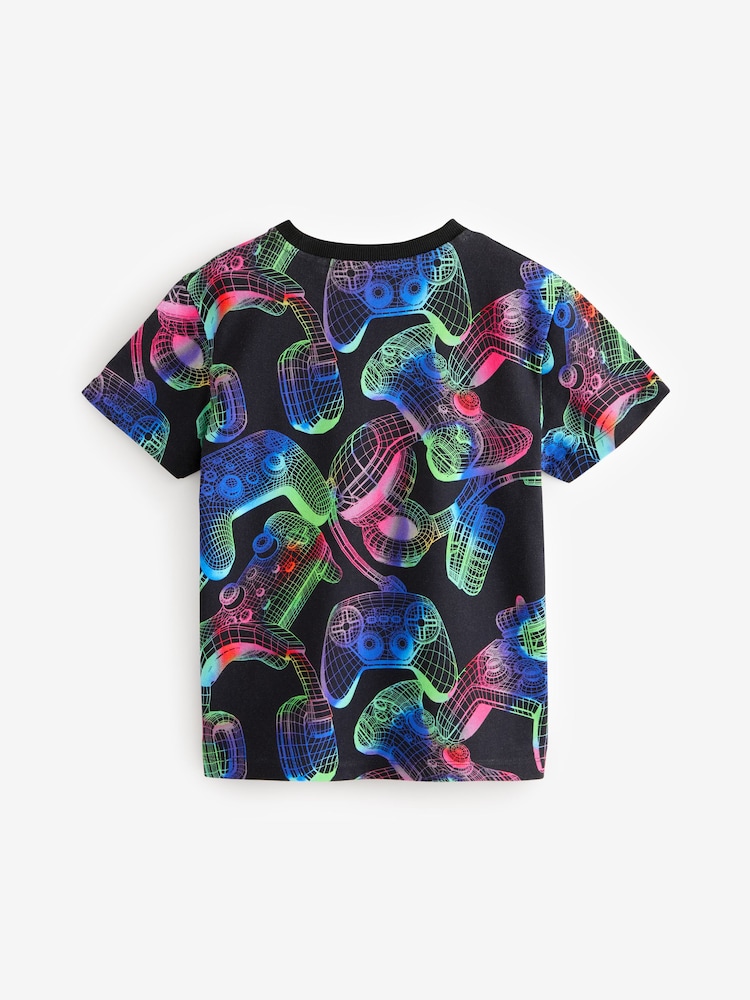 Noir/Blanc/Fluo Vert Gamer - Coupe classique Graphic Courts Manches  100T-shirt % coton 3 Lot de (3-16ans) - Image 5 of 7