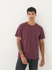 FatFace Lulworth Burgundy Red 100% Cotton Organic Crew T-Shirt - Image 1 of 5