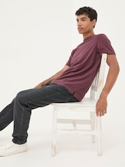 FatFace Lulworth Burgundy Red 100% Cotton Organic Crew T-Shirt - Image 3 of 5