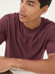FatFace Lulworth Burgundy Red 100% Cotton Organic Crew T-Shirt - Image 4 of 5