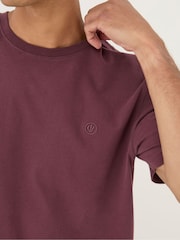 FatFace Lulworth Burgundy Red 100% Cotton Organic Crew T-Shirt - Image 5 of 5