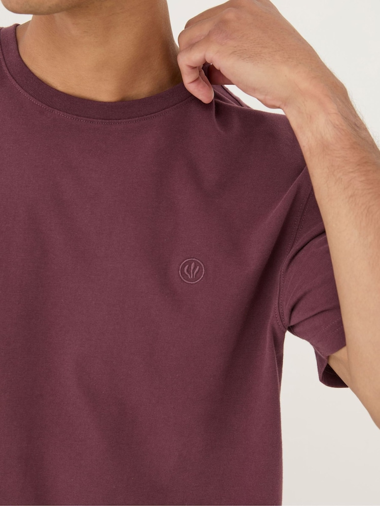 FatFace Lulworth Burgundy Red 100% Cotton Organic Crew T-Shirt - Image 5 of 5