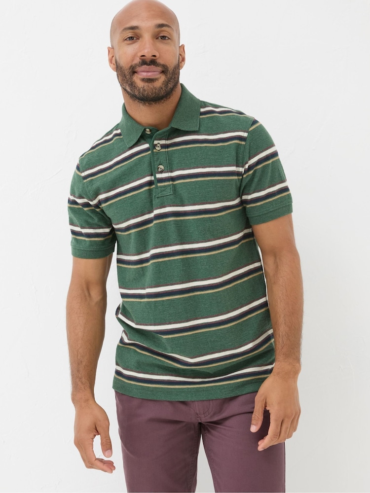 FatFace Harris Green Stripe Polo Shirt - Image 1 of 5 FatFace Harris Green Stripe Polo Shirt - Image 1 of 5
