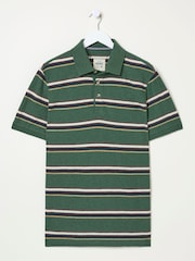 FatFace Harris Green Stripe Polo Shirt - Image 5 of 5