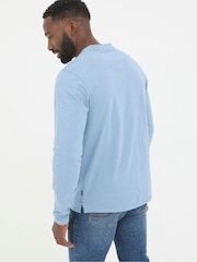 FatFace Woodside Light Blue Long Sleeve Henley T Shirt - Image 2 of 6