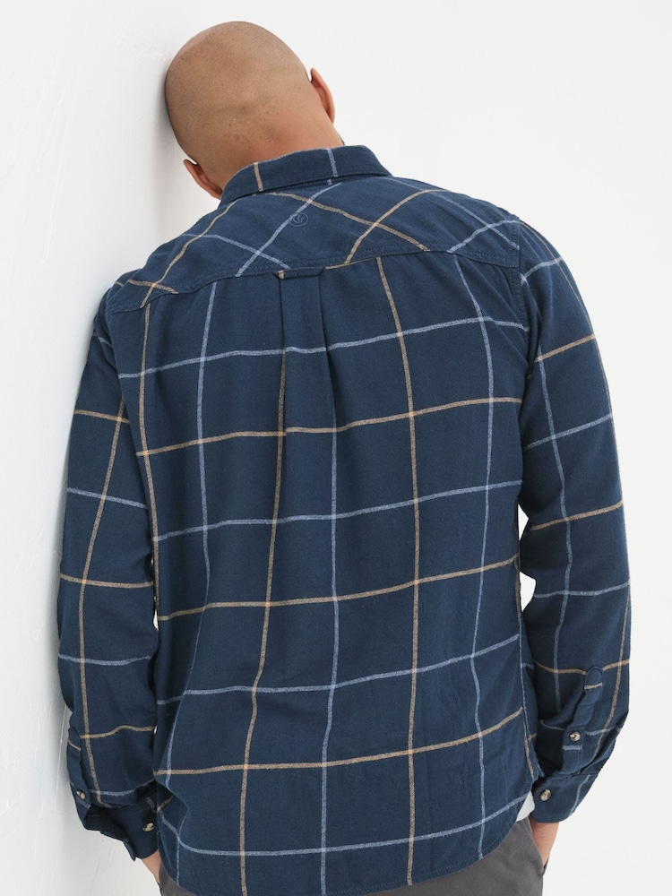FatFace Blue Windowpane Check Shirt - Image 2 of 5