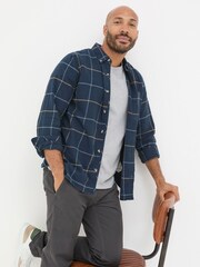 FatFace Blue Windowpane Check Shirt - Image 3 of 5