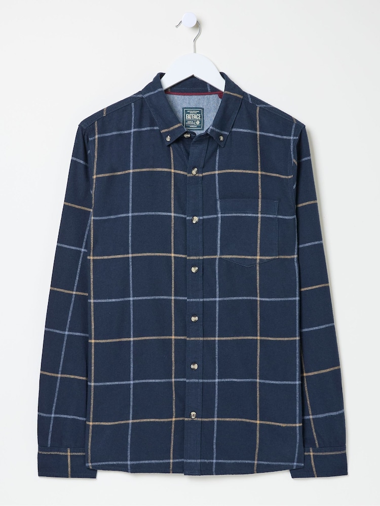 FatFace Blue Windowpane Check Shirt - Image 5 of 5