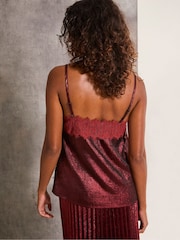 FatFace Lia Dark Red Metallic Cami - Image 2 of 6