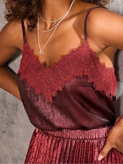 FatFace Lia Dark Red Metallic Cami - Image 5 of 6