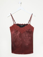 FatFace Lia Dark Red Metallic Cami - Image 6 of 6