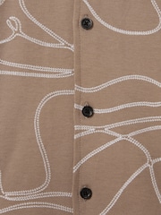 Reiss Taupe Menton Junior Cotton Jersey Embroidered Shirt - Image 4 of 4
