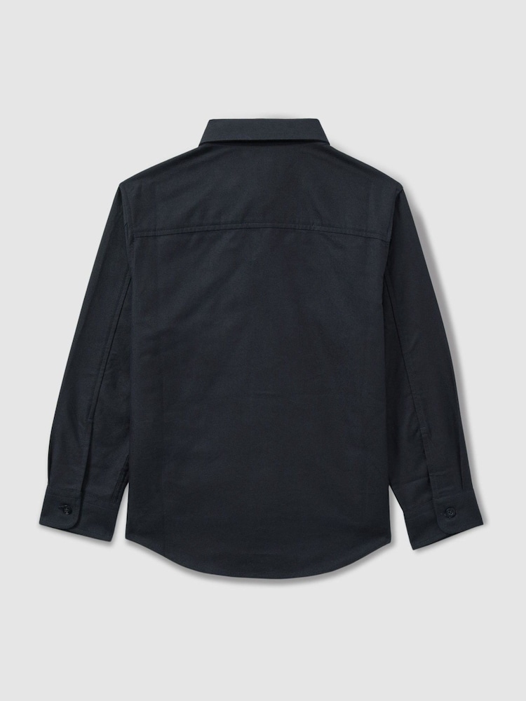 Reiss Navy/Camel Benton 4-9 yrs 100% Cotton Oxford Embroidered Button Down Shirt - Image 2 of 3