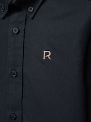 Reiss Navy/Camel Benton 4-9 yrs 100% Cotton Oxford Embroidered Button Down Shirt - Image 3 of 3