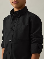 Reiss Black Greenwich Oxford Cotton Shirt - Image 1 of 5