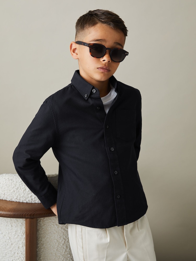 Reiss Navy Greenwich 9-13 yrs Button Down Oxford Shirt - Image 1 of 3