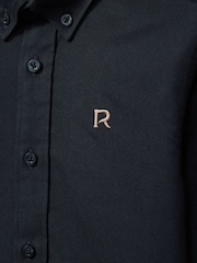 Reiss Navy/Camel Benton 3-9 yrs 100% Cotton Oxford Embroidered Button Down Shirt - Image 3 of 3