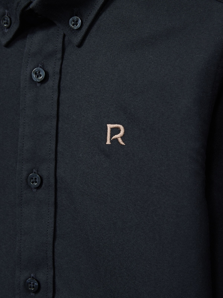 Reiss Navy/Camel Benton 3-9 yrs 100% Cotton Oxford Embroidered Button Down Shirt - Image 3 of 3