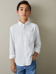 Reiss White Greenwich 9-13 yrs Button Down Oxford Shirt - Image 1 of 4