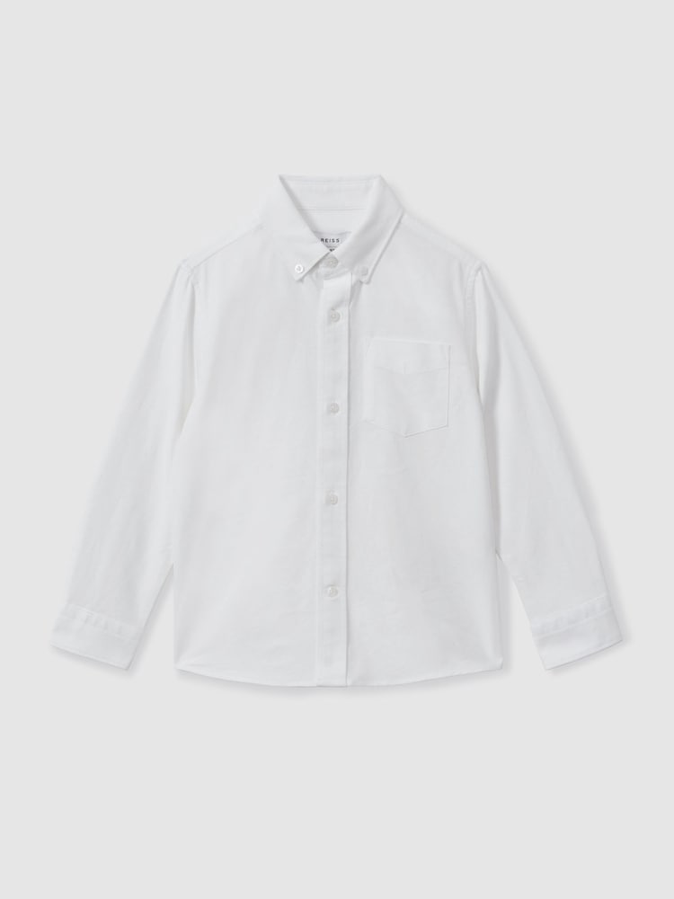 Reiss White Greenwich 9-13 yrs Button Down Oxford Shirt - Image 2 of 4